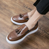 Flat Sole Leather casual shoes men's Slip loafers Leisure Spring Footwear Mart Lion   