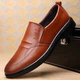 Men's Black Leather Casual Shoes Sneaker Slip-on Loafers Soft Bottom Non-slip Dad Driving Mart Lion   