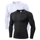 2 Pack Men's Compression Shirts Long Sleeve Athletic Workout Tops Base Layer Quick Dry Sports Athletic Workout T-Shirt MartLion M Black White 