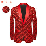 Luxury Laser Sequin Tuxedo Blazer Jacket Men's One Button Shawl Lapel Dress Suit Blazer Party Stage Prom Singer Homme MartLion Red Sequin Eu Size XS 