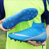 soccer shoes men's high top youth student competition training artificial grass long broken cleats Mart Lion   