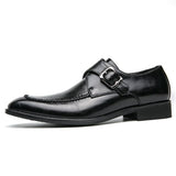 British Style Men's Dress Shoes Formal Split Leather Footwear Buckle Strap Oxfords Mart Lion   