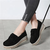 Spring Women Flats Shoes Platform Sneakers Slip On Flats Leather Suede Ladies Loafers Casual loafers MartLion BLACK 2 40 