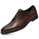 Men's Oxford Shoes Genuine Leather Pointed Toe Luxury Black Brown Office Formal MartLion Coffee 6 