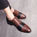  Mix-color Men's Brogue Shoes Leather Dress Low-heel Social zapatos hombre vestir MartLion - Mart Lion