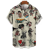 men's short-sleeved shirt Hawaiian casual beach men's tops mysterious totem print MartLion WERF1001 S CHINA