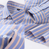 Men's Casual Cotton Oxford Shirt Single Patch Pocket Long Sleeve Standard-fit Button-down Plaid Shirts MartLion   