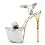 Liyke Summer Open Toe Gold Sandals Women Pearl Ankle Strap Platform High Heels Party Stripper Shoes Mart Lion Silver 35 China