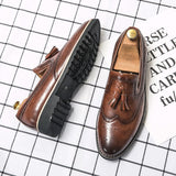 Brogue Dress Shoes Men's Formal Soft Split Leather Slip On Loafers Flat Work Footwear Mart Lion   