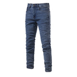 Jeans Men's Solid Color Slim Fit Straight Trousers Cotton Casual Wear Denim Jeans Pants MartLion   