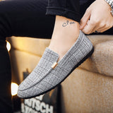 Men's Slip-On Canvas Shoes Loafers Breathable Sneakers Casual Soft Non-slip Driving Flats Black Mart Lion   