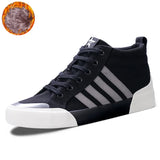 Green High-Top Canvas Shoes Men's Winter Sneakers Warm Fur Shoes Lace-up Casual Sneaker Man MartLion Black White-23927 40 CHINA