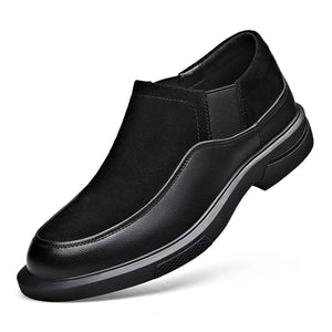 Autumn Winter Cow Leather Shoes for Men's Casual Designer Suede Platform Solid Color Loafers MartLion black 41 