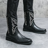 Men's Winter Crocodile Pattern Boots Trends Embroider Versatile Comfort Soft Sole Driving MartLion   