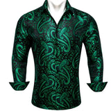 Designer Men's Shirts Silk Long Sleeve Purple Gold Paisley Embroidered Slim Fit Blouses Casual Tops Barry Wang MartLion