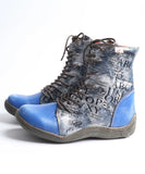  Spring and Autumn Newspaper Print Ladies Ankle Boots For The Outdoors MartLion - Mart Lion