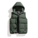 Cotton Vest Men's Fall Winter Hooded Vest For Solid Color Cotton Vest MartLion 3 M 