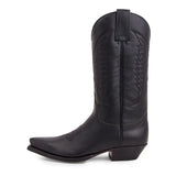 Mid-calf Boots Woman Side Zipper Pointed Western Retro Black Hombre MartLion   