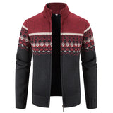 Men's Winter Sweater Knitted Cardigan Thick Coat Zip-Up Jacket Warm Sweaters Thick Cardigan Sweatshirts Clothes MartLion wine red M 