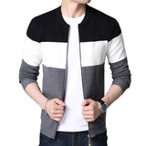Autumn Men's Casual Cardigan Sweater Jumper Winter Striped Pockets Knit Outwear Coat Sweater Mart Lion Black Asian Size M 
