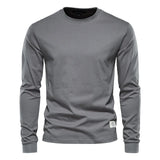 Spring men's T Shirt O-neck Long Sleeved Cotton 12 Color MartLion dark gray S 65-72kg 
