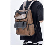  Retro Leather Backpack Men's Backpacks Waterproof Travel Backpack High Capacity 15.5 Inch Laptop Bags Schoolbag Mart Lion - Mart Lion