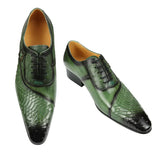Luxury Men's Oxford Shoes British Carved Dress Leather Pointed Trendy Lace-up Green Black Formal MartLion green 39 