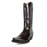 Mid-calf Boots Woman Side Zipper Pointed Western Retro Black Hombre MartLion   