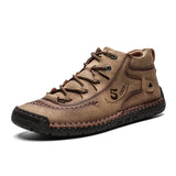 Leather Casual Men Shoes Breathable Ourdoor Shoes Men MartLion Khaki 39 