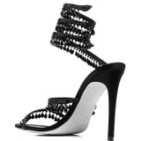 Crystal Pendant Tassels Women Sandals Snake Coiled Stiletto High heels Gladiator Summer Wedding Party Shoes MartLion   