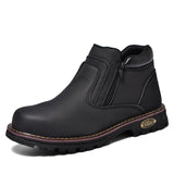 work shoes men's waterproof safety anti spark leather boots anti puncture anti slip welder black work MartLion GH1707 Black 37 