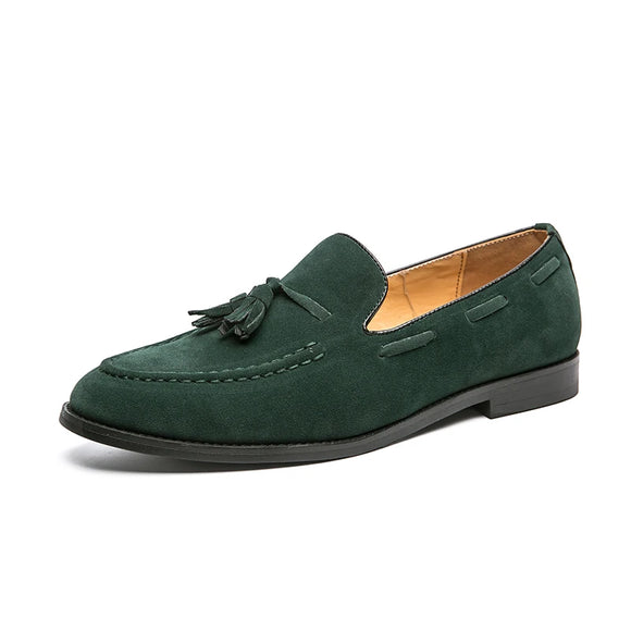 Spring Luxury Men's Tassel Shoes Loafers Shoes Casual Suede Slip on Breathable Moccasins Nubuck MartLion Green 39 