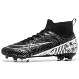 Men's Soccer Shoes Soft TF FG Football Boots Breathable Non-Slip Grass Training Sneakers Cleats Outdoor High Top Sport Footwear MartLion WJS-1126-C-Black 34 