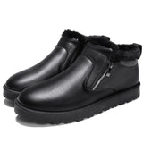 Snow Boots Winter Shoes Fur Men's Outdoor Platform Winter Sneakers Warm Cotton Work Boots Footwear MartLion leather black men 36 