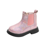 Autumn Spring Children Short Boots Girls Crystal Chelsea Boots Little Princess Bling Bling Baby Shoes Kids Leather MartLion   