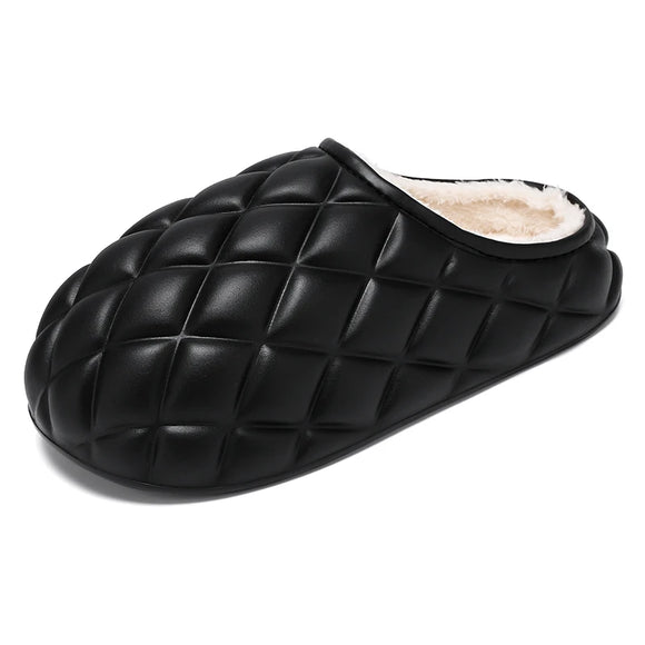 Lightweight Anti-slip Cotton Slippers Indoor Casual Men's Shoes Warm Walking Shoes Unisex Flat Shoes Waterproof MartLion black 36-37 