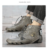 Men's Leather Ankle Boots Winter Warm Plush Snow Outdoor Sneakers Non-slip Winter Moccasins MartLion   