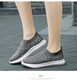 Women Shoes Summer Casual Rhinestone Ladies Vulcanized Bling Flat Loafers Slip On Sneaker Female Tenis Feminino MartLion   
