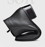 British Leather Boots for Men's High Heels Pointed Toes and Fleece Chelsea Casual Shoes MartLion   