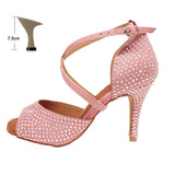Pink Latin Dance Shoes Indoor Soft Bottom Tango Jazz Modern Dance Wedding Summer Sandals Performance MartLion Pink heel 7.5cm 45 