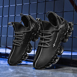 Men's Running Shoes Waterproof Leather Sneakers Unique Blade Sole Cushioning Outdoor Athletic Jogging Sport Mart Lion   