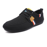 Men's Casual Shoes Brand Breathable British Sneakers Lace Up Soft Flats Driving White Black Peas Mart Lion black 6 
