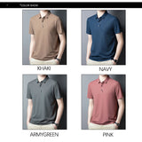 Summer Polo Shirt for Men's Casual Solid Breathable Work Polo Short Sleeve Regular Polo Shirts Mart Lion   