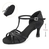 Woman Shoes For Dancing Latin Ballroom Modern Tango Jazz Salsa Sandals Suede MartLion Black 7.5CM 42 (26cm) CHINA