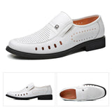 Summer Shoes Men's Brogues Genuine Leather Casual Breathable Footwear Black White MartLion   
