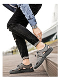Classic Leather Men's Sandals Summer Shoes Hollow-Out Breathable Beach Hard-wearing MartLion   
