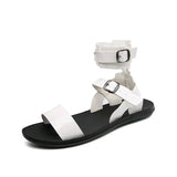 Luxury Flat Sandals Men's Summer Designer White Roman Sandals Open-toe Shoes Light Leather MartLion White 53321 43 