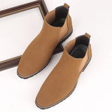 Black Classic Suede Men's Chelsea Boots Ankle Shoes Leather Casual Dress Wedding Sleeve Cowboy MartLion   