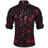 Men's Christmas Shirts Long Sleeve Red Black Green Novelty Xmas Party Clothing Shirt and Blouse with Snowflake Pattern MartLion CY-2377 S 