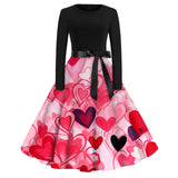 Formal Dresses Unique Printed Ankle-Length Women's O-Neck Long Sleeves Frocks MartLion Hot Pink XXXXL CHINA